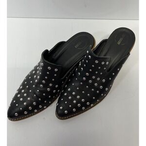 Arider Girl Women's Cara Studded Stacked Heel Slip On Mules Black Size 8